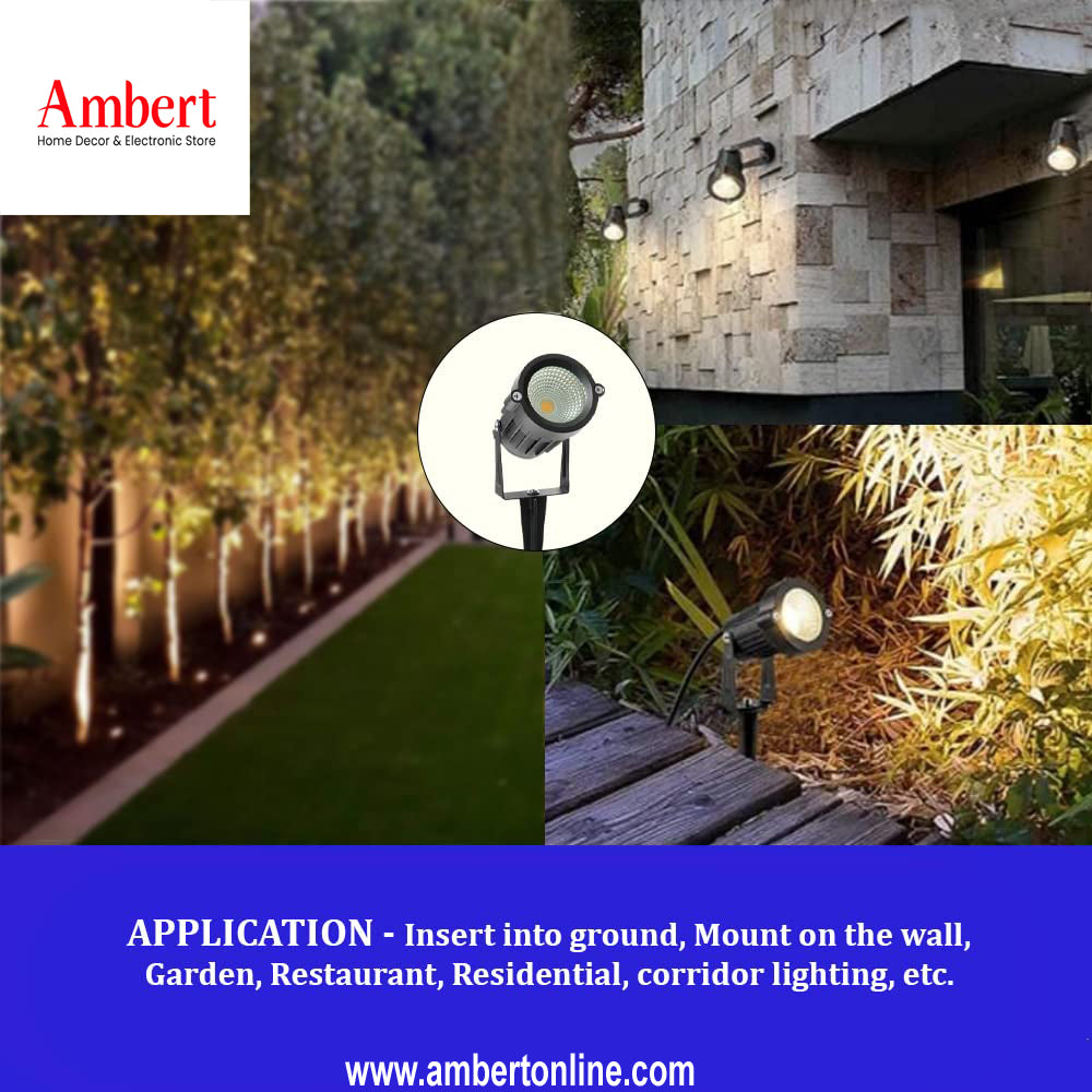 Ambert 5 Watt LED Waterproof Garden Light, 3000K Outdoor Spotlight with Spike Stand,IP65, Aluminum Body, Set of 1 (Warm White).