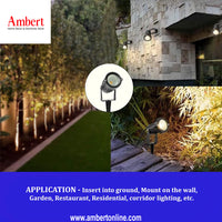 Ambert 5 Watt LED Waterproof Garden Light, 3000K Outdoor Spotlight with Spike Stand,IP65, Aluminum Body, Set of 1 (Warm White).
