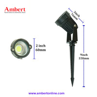 Ambert 5 Watt LED Waterproof Garden Light, 3000K Outdoor Spotlight with Spike Stand,IP65, Aluminum Body, Set of 1 (Warm White).