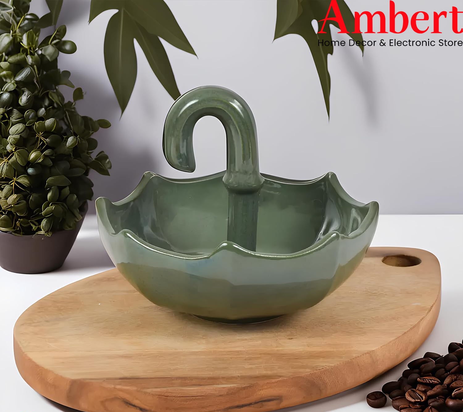 Ambert Umbrella Ceramic Snack Platter, Stylish Dry Fruits & Appetizer Serving Tray