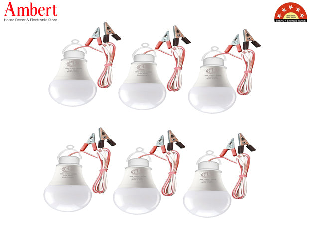 Ambert 12-Volt DC Led Bulb For Battery Solar Adaptor Combo Pack of 6