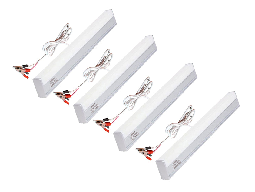 Ambert Led Tube Solar or Battery Operated 12V DC With Alligator Clips 4Meter Wire 1ft Tube 6W Pack of 4