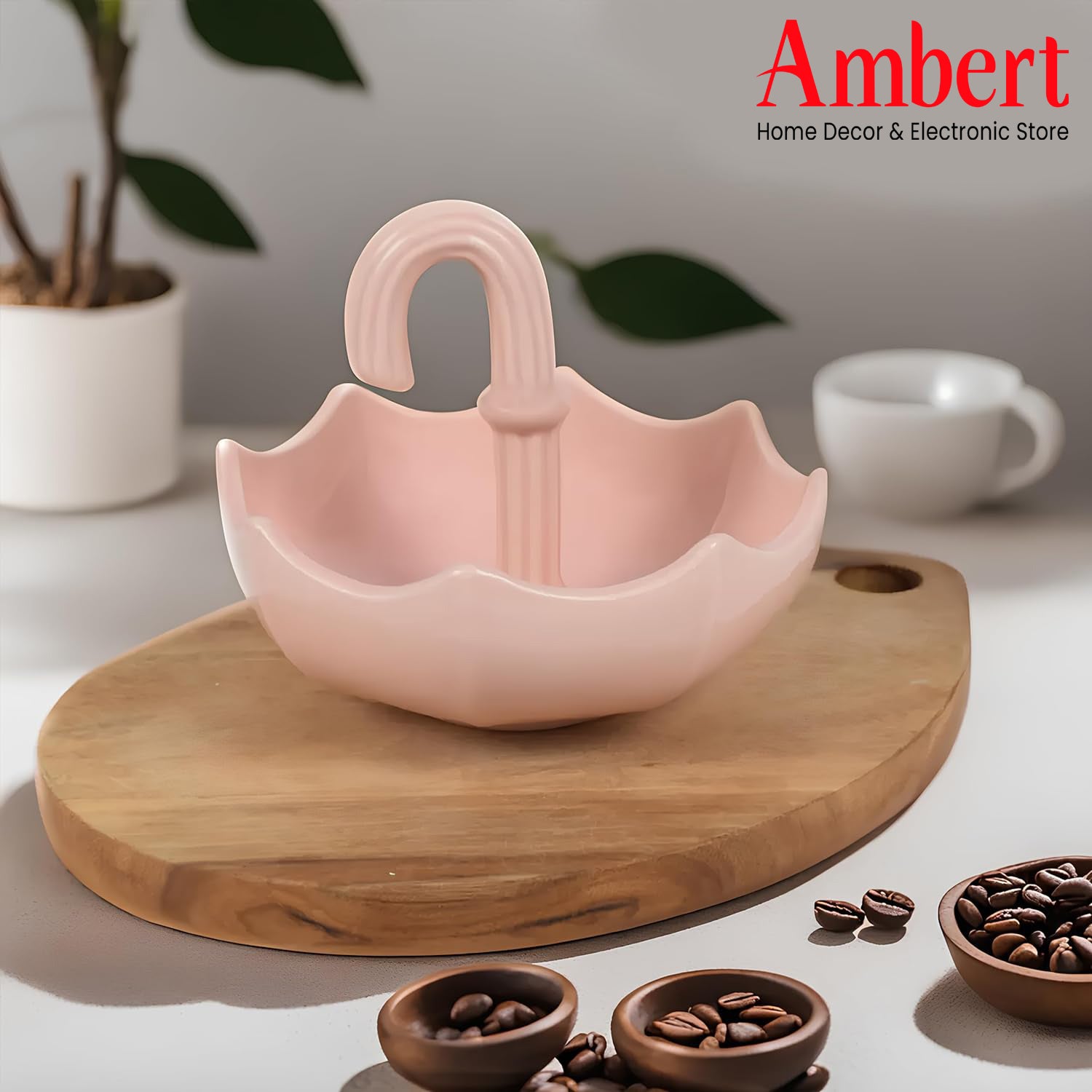 Ambert Umbrella Ceramic Snack Platter, Stylish Dry Fruits & Appetizer Serving Tray