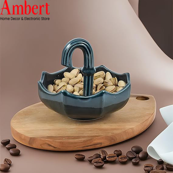 Ambert Umbrella Ceramic Snack Platter, Stylish Dry Fruits & Appetizer Serving Tray