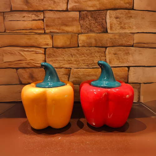 Ambert Capsicum Pickle Jaar Ceramic Hand Made Ceramic Handcrafted in India Nature Friendly For Look Your Kitchen Batter Set of 2 pcs