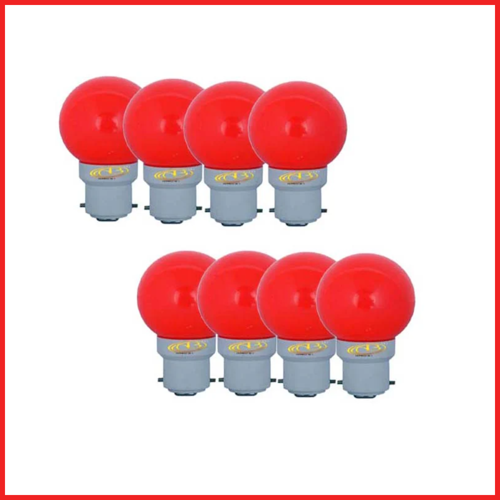 0.5 Watt Red Color Led Bulb 8-Pieces Combo Pack, Red Color Night Bulb Night Lamp Bulb (0.5/Zero Watt Night Bulb)