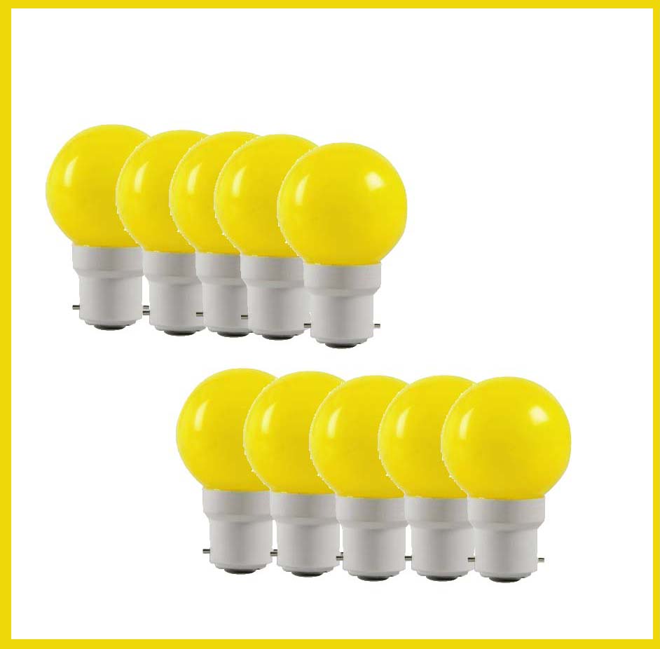 0.5 Watt Yellow Color Led Bulb 10-Pieces Combo Pack, Yellow Night Bulb Night Lamp Bulb (0.5/Zero Watt Night Bulb)